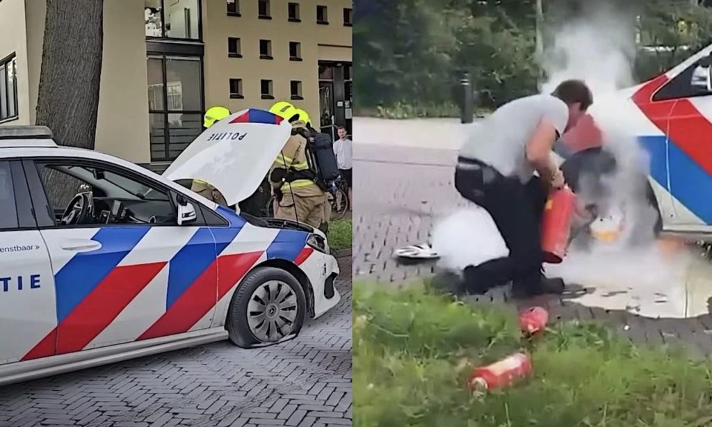 Politie-auto vliegt in de fik na heftige achtervolging in Wageningen