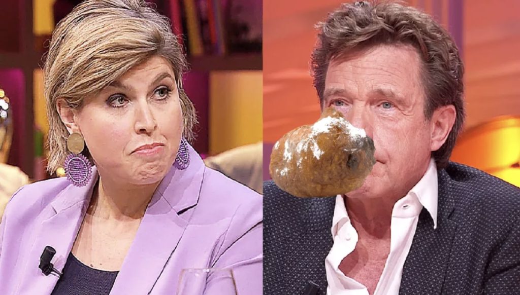 Angela de Jong smijt oliebol in gezicht John de Mol: "Walgelijk!"